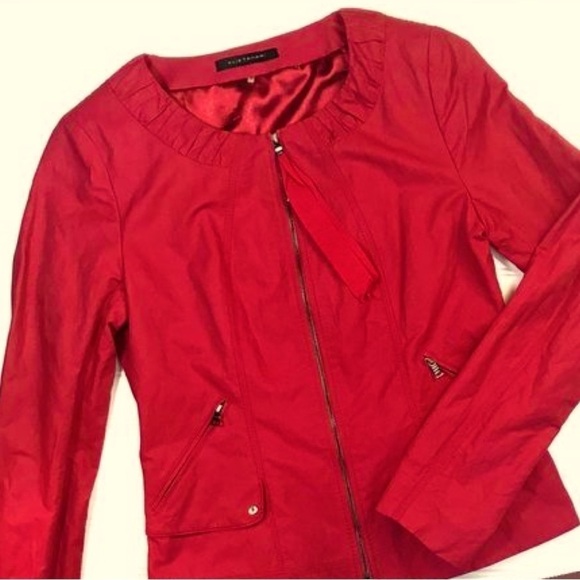 EUC Elie Tahari Zaria Red Fitted Zip Up Jacket - Picture 2 of 12